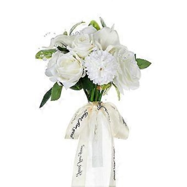 Brudens Avanserte Følelse av Å Holde Blomster Bryllup Holde Buketter Simulering av Friske Hvite Falske Blomster Flye254349