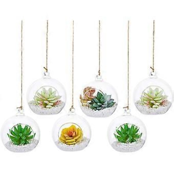 Hengende Glass Terrarium Globe Telys Lysestake Sukkulenter Vase Henger for Hjem Bryllupsfest Innendørs Utendørs Dekor 6CM 6CM