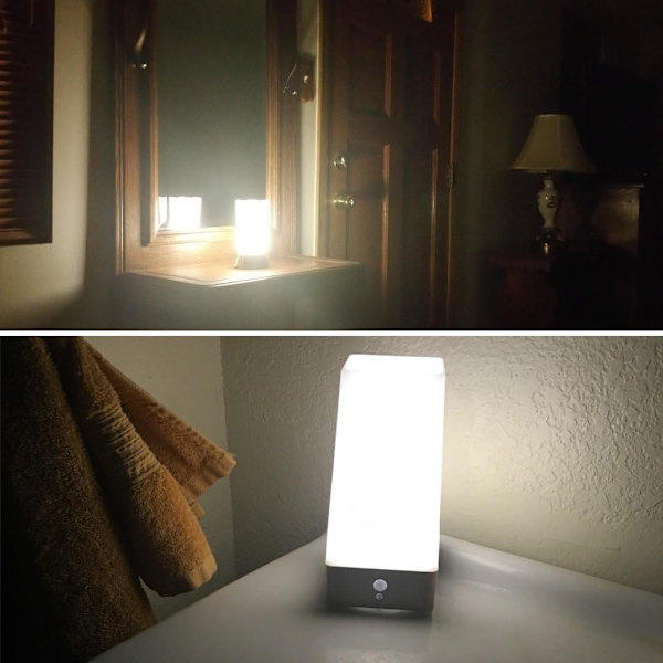 Bordlampe, Retro LED-nattlys, Sengelampe med trådløs PIR