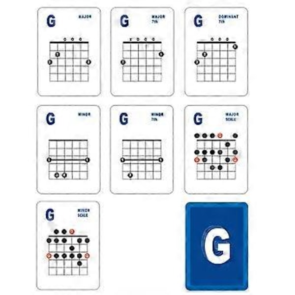 49 stk. Gitarakkorder Kort A til G for Akustisk og Elektrisk Gitar Læring( )