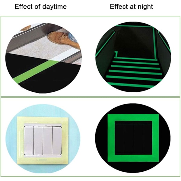 9m x 2cm Premium Grønn Fluorescerende Tape, Lysende Tape, Fosfor