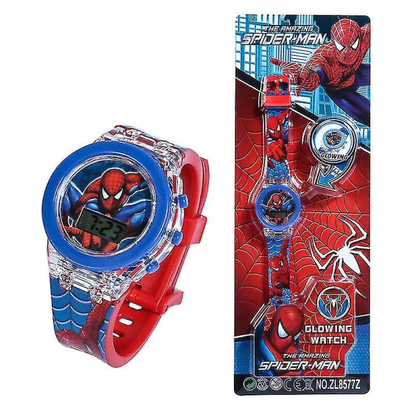 3d Glow Digital Stor Present Klocka Spiderman Barn Flashin