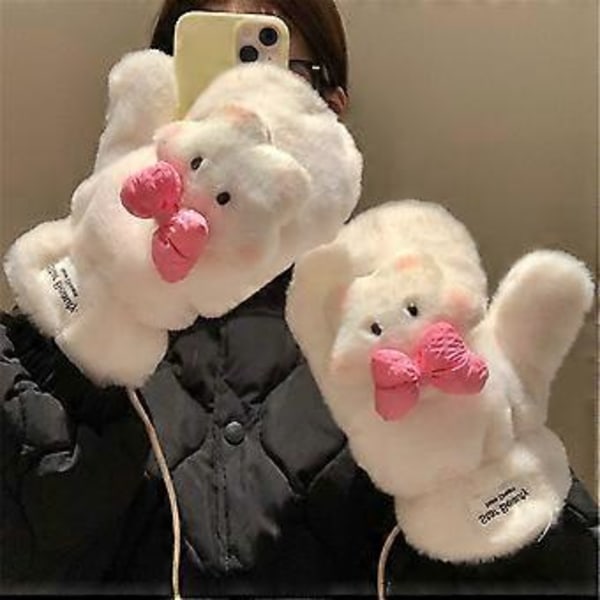 Varma termiska handskar för flickor och damer, stilfulla handskar, fullfingerhandskar, vinterhandskar för utomhusbruk, unisex tecknade vantar Khaki Capibara