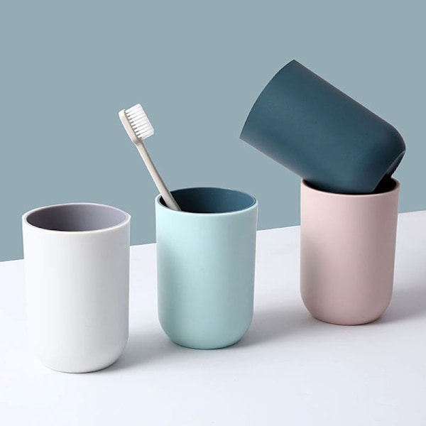 2 stycken (Ljusblå + Pulver) Borstmugg, Tandborstmugg, Tandborste