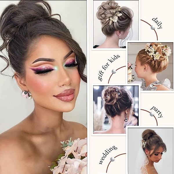 1 stk. (mørkebrun) Hårstykke Gummi Hår Scrunchie Curly Updo