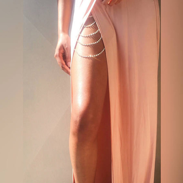 Boho Crystal Leg Body Chain Summer Beach Thigh Chain SILVERY