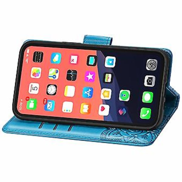Fjäril Kärlek Blomma Läderfodral För iPhone 13 mini Blue