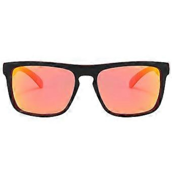 Klassiske firkantede solbriller til mænd UV400 polariserede solbriller retro briller Black Red Frame Red Lenses