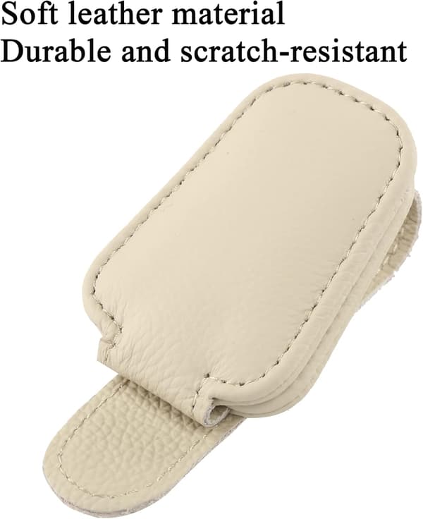 Solbrillerholder (Beige) for bilens solskjerm, magnetisk lær