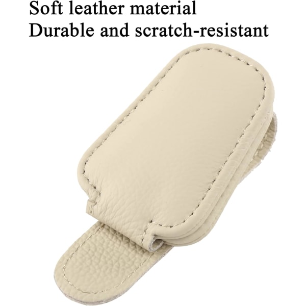 Solglasögonhållare (Beige) för bilens solskydd, Magnetisk läder Gl