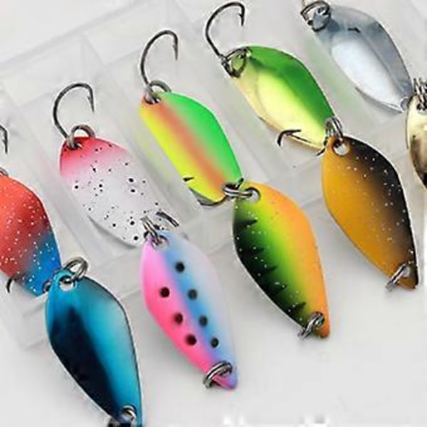 10 st Sked Metall Hårda Spinnare Beten Fiskedrag Spinnare Simbeten Färgglada Paljetter Drag Beten Enkelkrok Fiskekrokar Set 2.5g
