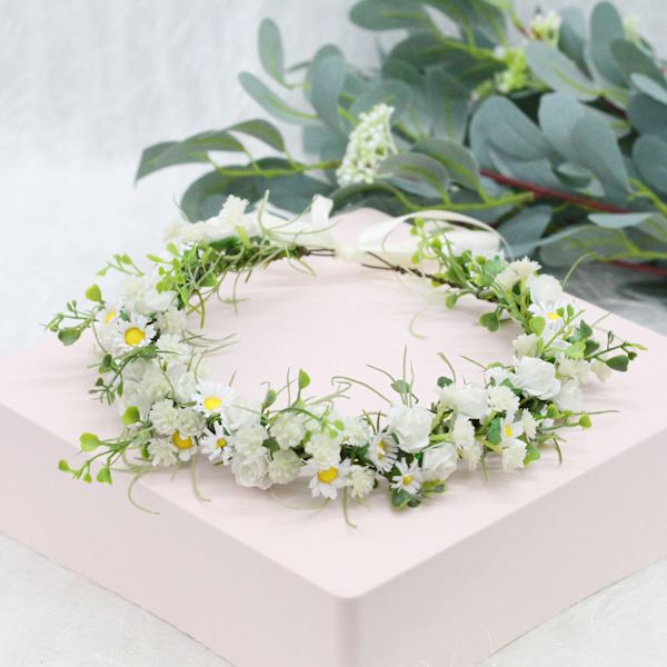 Boho hårblomsterkrona konstgjord blomsterkrona brudkrona för W