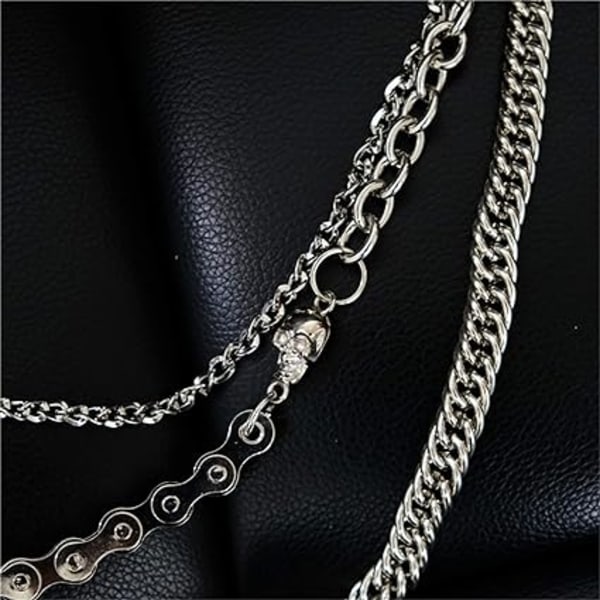Biker Skull Wallet Chain Punk Män Cool Skull Punk Byxor Lång W