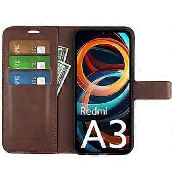 PU læder etui med magnetisk lukning og pung til Xiaomi Redmi A3/Poco C61 4G Style G