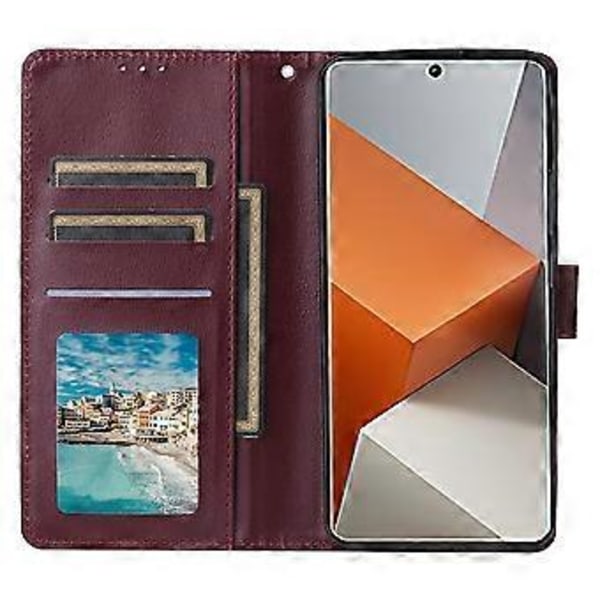 För Xiaomi Redmi Note 13 Pro+ 5G Fodral PU Läder Ställ Telefonskal med 3 Kortplatser Style A