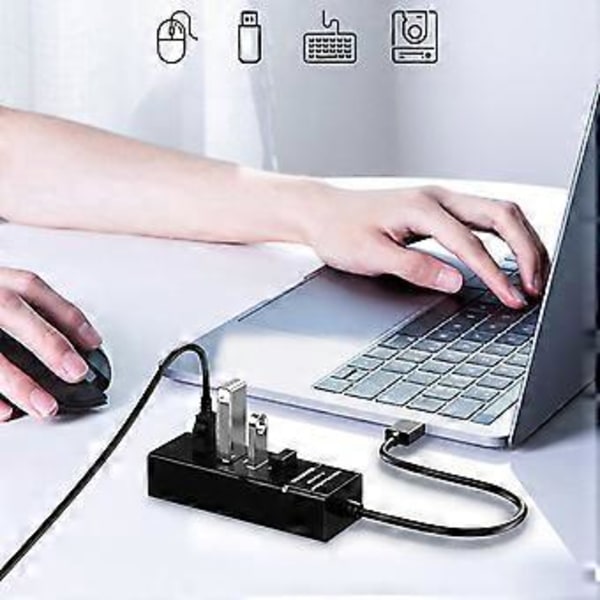Hög Hastighet USB3.0 Hub 4-Portars USB-Adapter Kompatibel för Stationär Dator Laptop TV 5Gbps Effektiv Dataöverföring & Laddning 0.3 meters