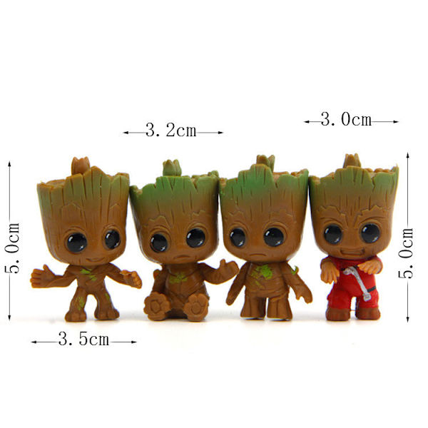 Baby Groot -avaimenperät (4 kpl) - Klassisen elokuvan toimintahahmo