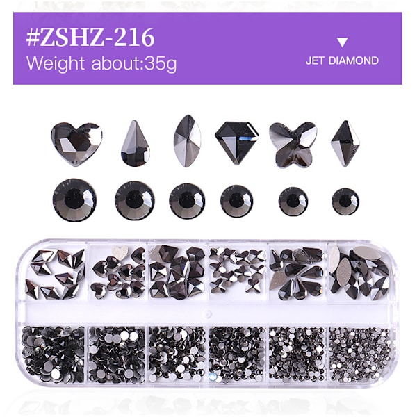 3 stk. Rhinestones til Nail Art, Crystal AB Rhinestones Flat Back G