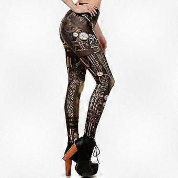 Højtaljede leggings med print til kvinder - Kompressionstights til fitness og sportsaktiviteter XL