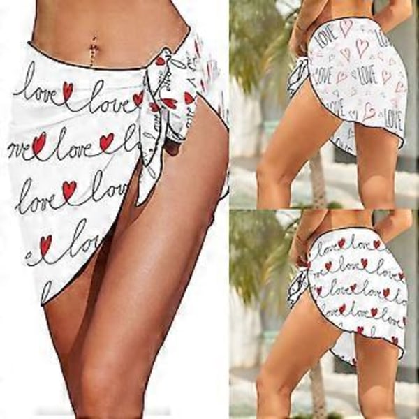 Dam Kort Sarong Baddräkt Överdrag Tryckta Bikinis Överdrag Badkläder Långa Bikinis Omlottkjol Casual Strandkläder Sjalar  off white M off white