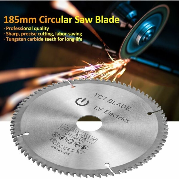 Cirkelsågblad 185mm TCT Silver Rotary Cutting Disc för trä