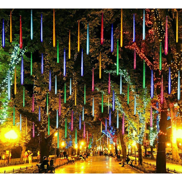 LED-värinen aurinkometeorisuihkuvalo, 30 cm pitkä * 8 kpl 192 lamppua
