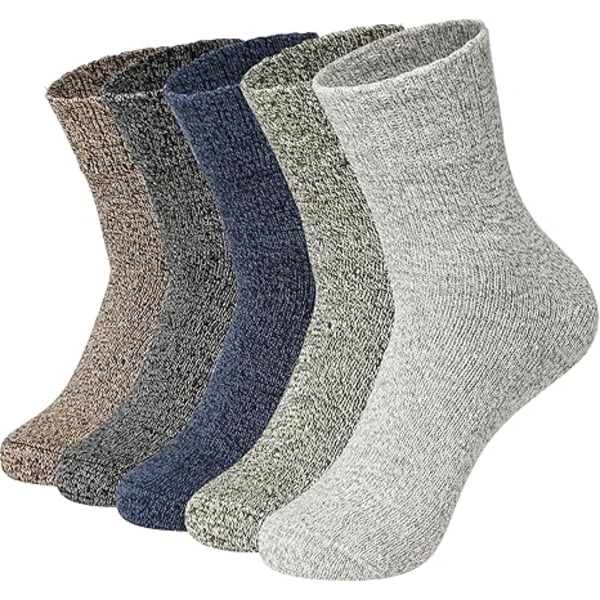 Varmsockor för män 5 par Tjocka strumpor Varm ullstrumpor för kvinnor Nordiska strumpor Storlek 4-7