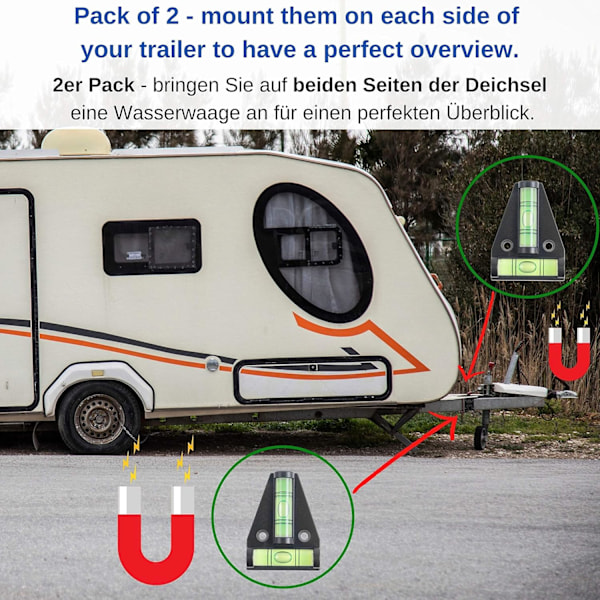 Magnetiskt T-format vattenpass, 2-pack litet praktiskt husbilsvattenpass