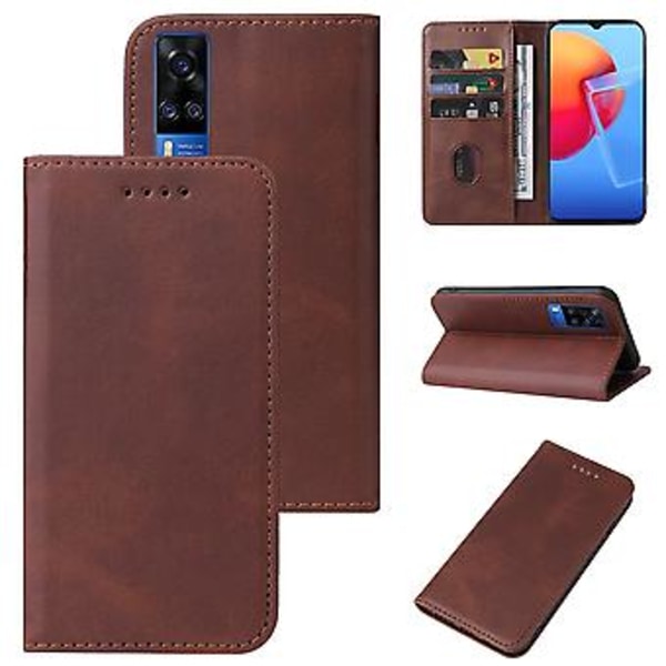 Läderfodral för vivo Y51 2020 (Indien) / Y31 2021 Brown