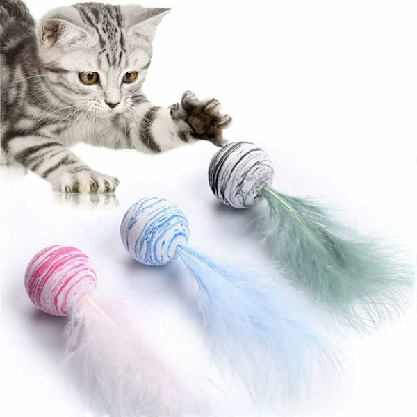 Katt leksak bollar, katt skum boll leksak boll, 3 st interaktiva bollar för