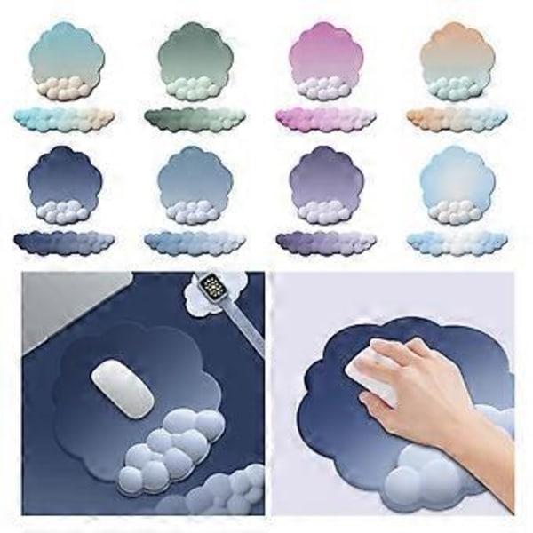 Molnformad Handledsstöd Musmatta Halkfri Bas Färgglad PU Mjukt Memory Foam Smärtlindringsmatta för Gaming Musmatta rosrosa azurblå rose pink azure blue