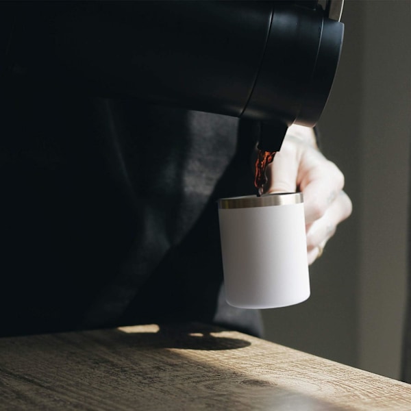 Kaffemugg, 350ml Rostfria Kaffemuggar med Lock, Dubbelvägg