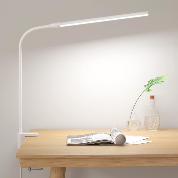 Hvit 360 ° fleksibel LED-bordlampe med armatur, USB-leselys