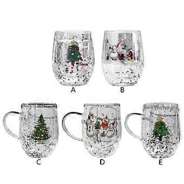 Isoleret dobbeltvægget kaffekrus i glas 300 ml julevandkop drikkeglas varmebestandigt glas til festbrug Snowman with hand