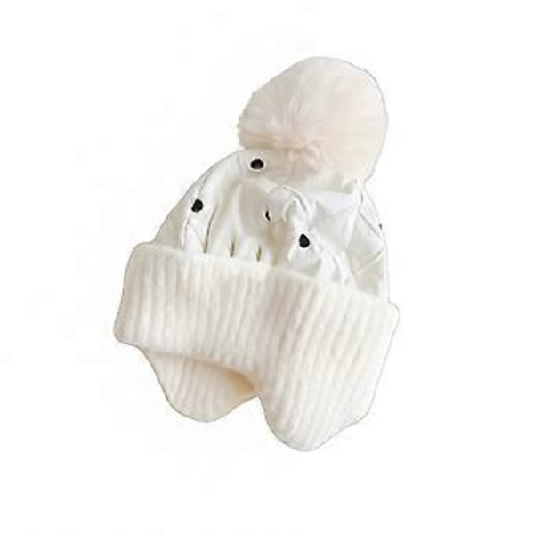 Tyylikkäät vauvan korvia suojaavat pipot liukumattomalla muotoilulla, unisex vauvan talvihattu korvasuojilla, pehmeät taaperon pipot, valkoinen White