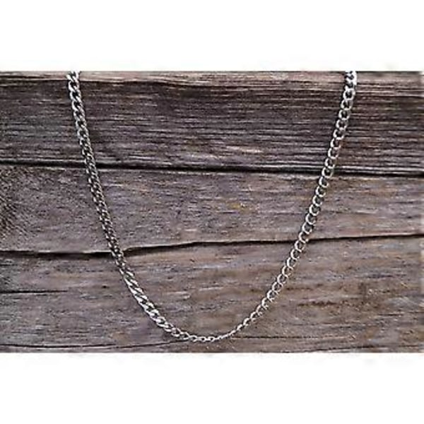 Halsband i rostfritt stål för män - Solid 60 cm silverfärgad kedja - Handgjord herrkedja - Dubbel pansarkedja - Present till män (Silver 5mm)