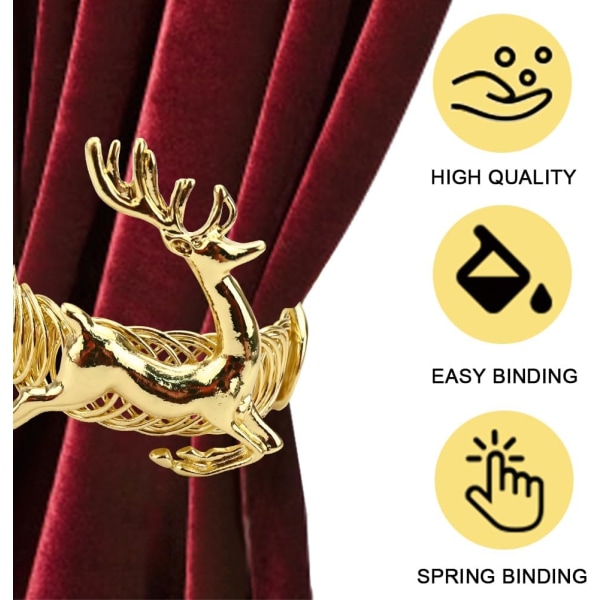 Curtain Tiebacks 2PCS Shiny Deer Curtain Buckles Alloy Curtain Cl