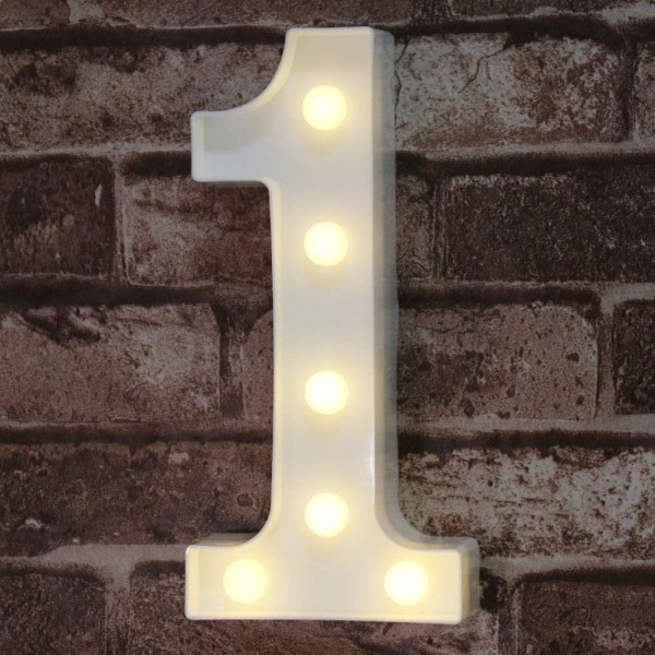 Dekorativt LED lys op talbogstaver(1), hvidt plasttelt