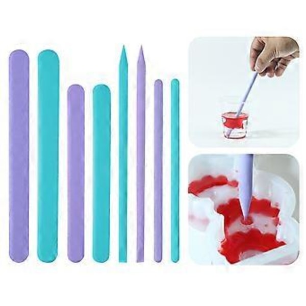 Rørepinde Genanvendelige Harpiks Lim Værktøjer til DIY Håndværk Smykkefremstilling Makeup Blanding Epoxy Flydende Maling Rørepind Blå Blue B