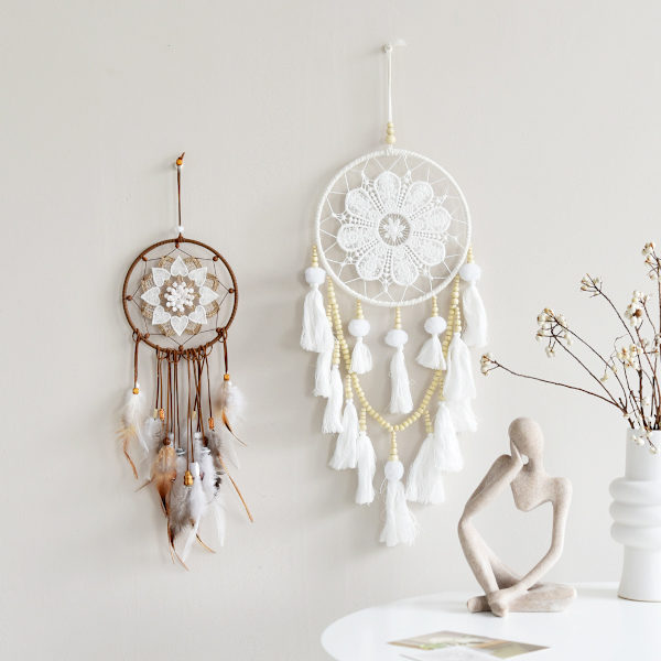 Boheme Macrame Vægtæppe Vægophæng Mandala Måne Drømmefanger