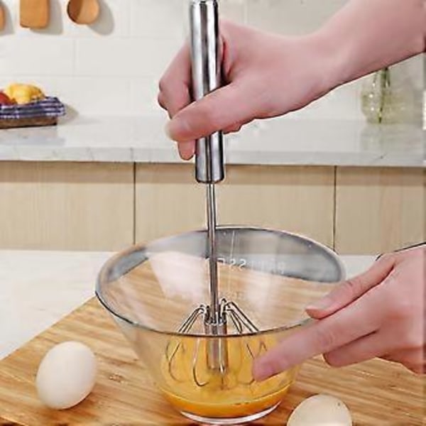 Halvautomatisk piskeris i rustfrit stål, Whizzy Whisk håndtryksmixer til blanding, piskning og omrøring
