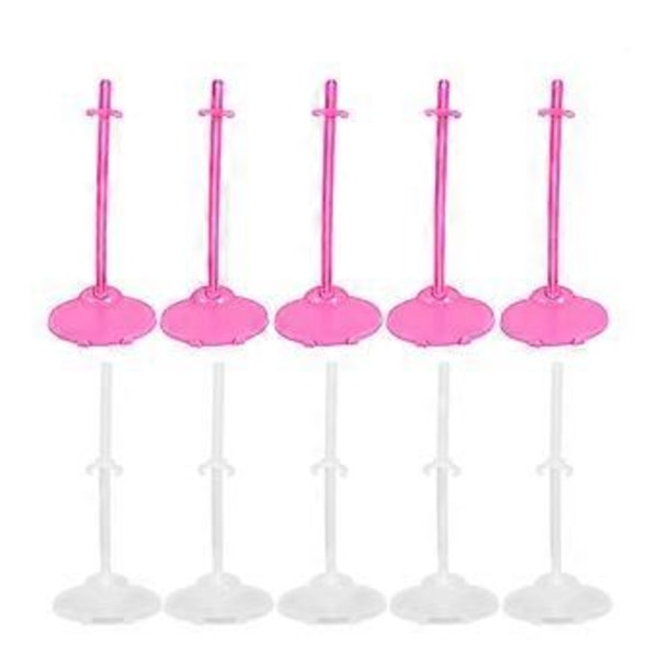 20 stk. Dukkestativ Holder Dukkelegetøj Fast Støtteramme Dukker Universelt Tilbehør til Børn Piger (10 stk. Transparent + 10 stk. Pink)