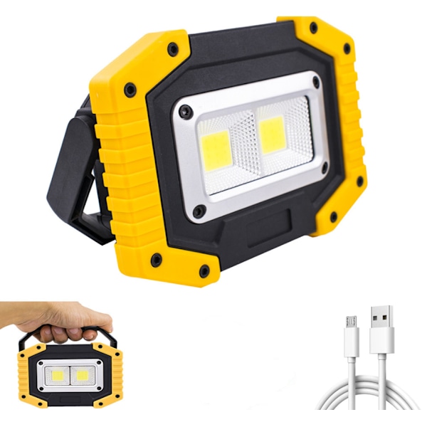 Laddningsbar LED-spotlight, 2 stycken 30W LED-byggbelysning