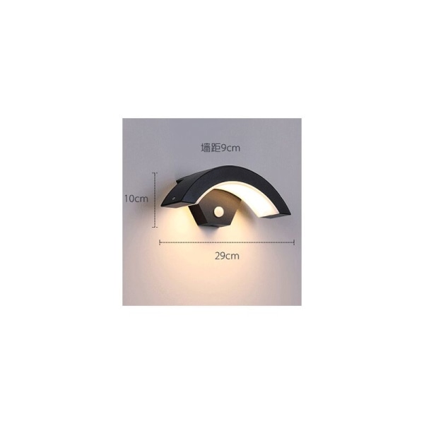 LED utomhusvägglampa med rörelsesensor, 18w vitt ljus, IP65