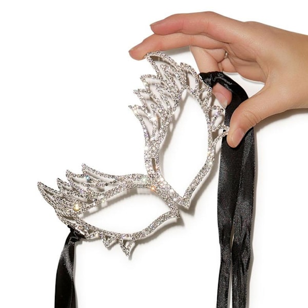 Lyxig strassmask Elegant legering Maskerad Ögonmask Silver