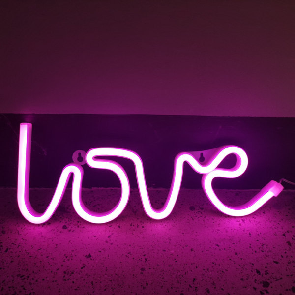 Love Neonljusskylt Vägglampa USB/Batteri LED, Rosa