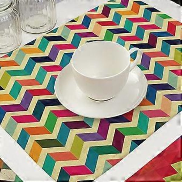 Unikt Designet Delikat Miljøvenlig Geometrisk Print Bomuld Linned Dækkeserviet (MG0024-1)