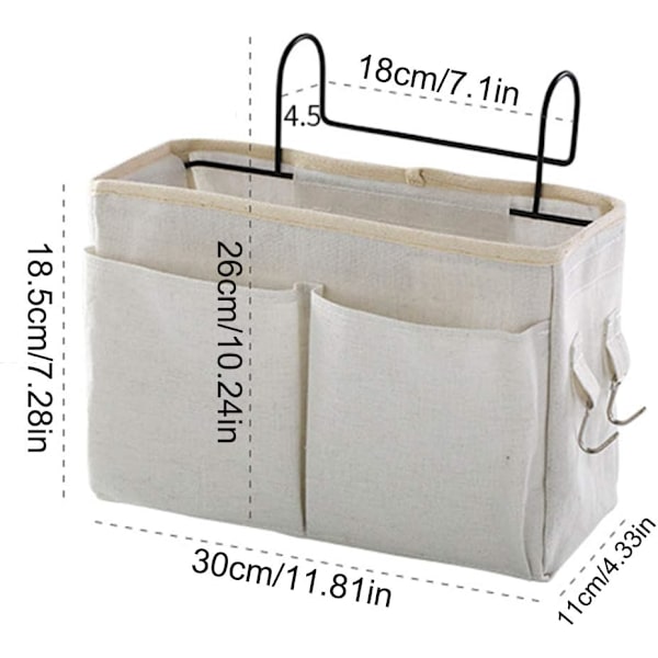 Sengsidetasker Multifunktionelle hængende sengeborde Køjeseng Sengetasker Multifunktionelle sengeborde Organizer til køjeseng, sovesale, sengekanter og stol (hvid)