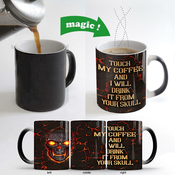 Keraaminen pääkallomuki Halloween-lahjaksi, kauhupääkallokuvioitu muki, hauska kahvi- ja teekuppi 300ml Orange