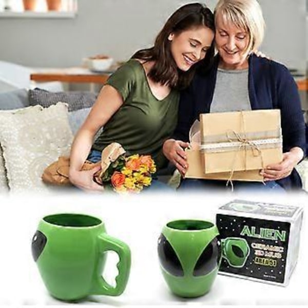 3D Alien Keramisk Kaffekop med Glatte Kanter Rum Univers UFO Kontor Kaffekrus Velegnet til Kaffeelskere Gaver